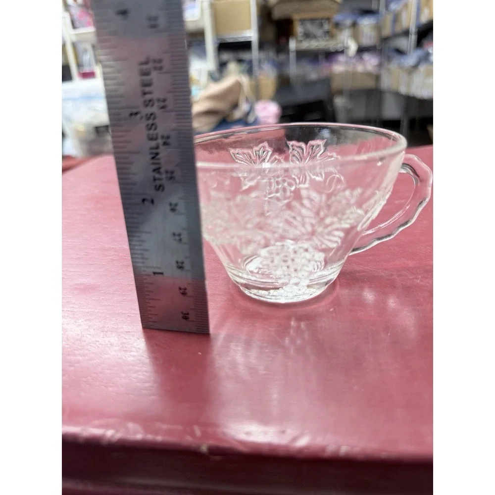 Grape & Vine Punch Bowl Replacement Cups Vintage Anchor Hocking Clear Glass‎